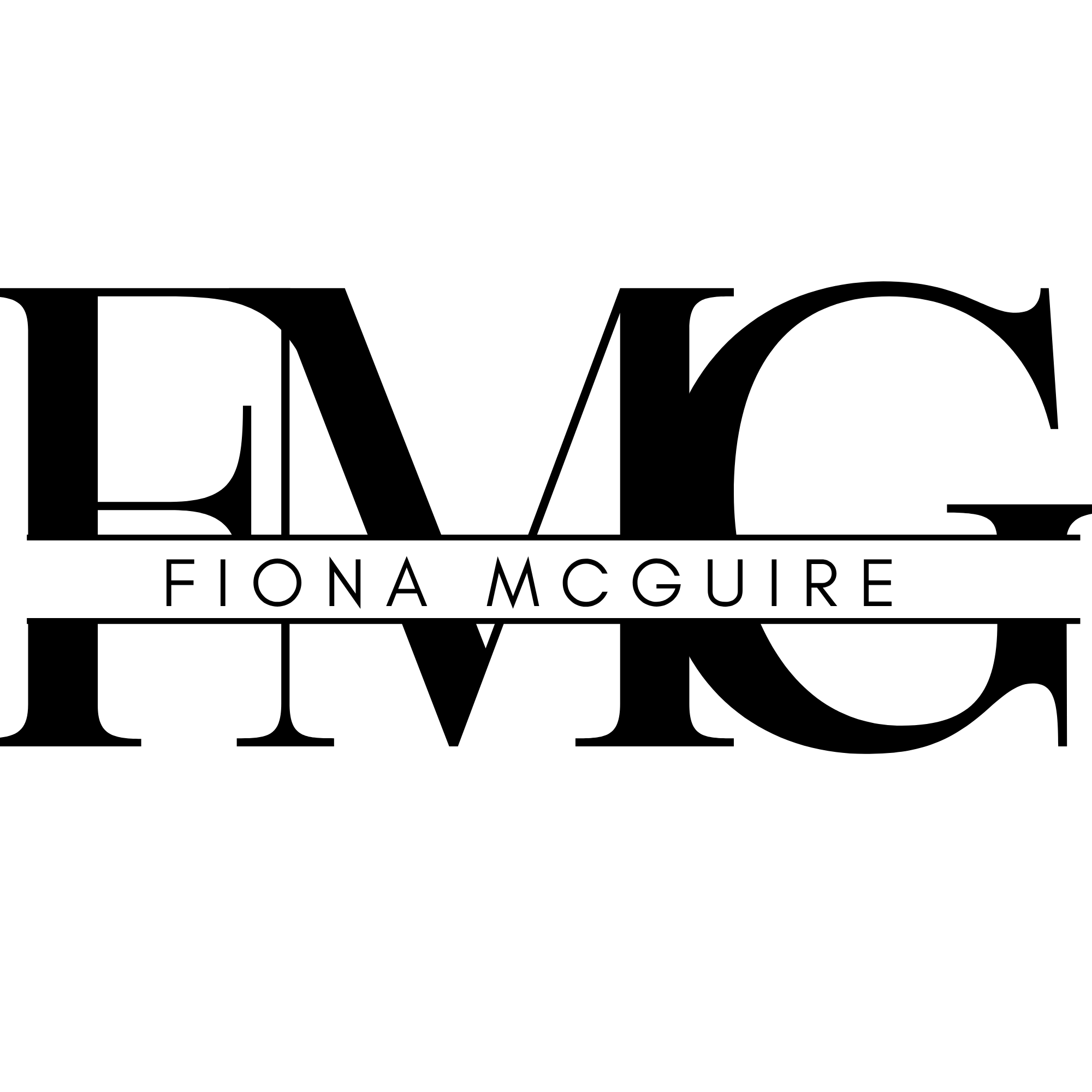 black and white bold typographic am initial logo
